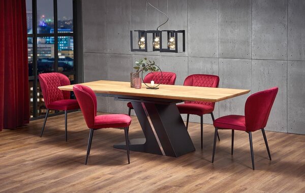 Masa extensibila FERGUSON, stejar natural/negru, 160/220x90x75 cm
