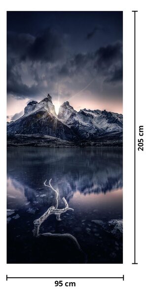 Fototapet pentru ușă - Lac cu munte (95x205cm)