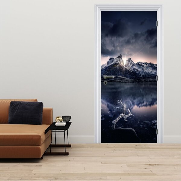 Fototapet pentru ușă - Lac cu munte (95x205cm)