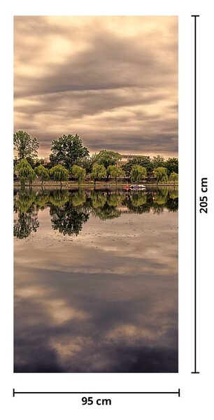 Fototapet pentru ușă - Copaci și lac (95x205cm)