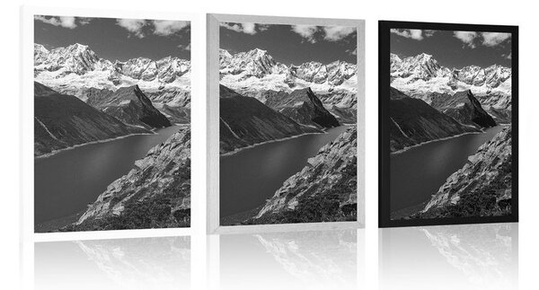 Poster parcul național Patagonia în Argentina în design alb-negru