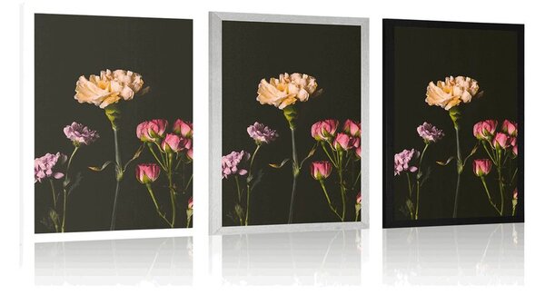 Poster flori elegante pe fundal întunecat