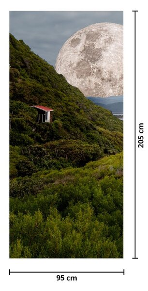 Fototapet pentru ușă - Peisaj cu lună (95x205cm)