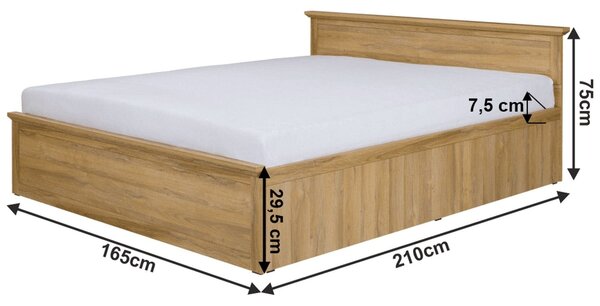 Pat LEON MZ21 160x200, stejar grandson, DTD laminat, cu somiera