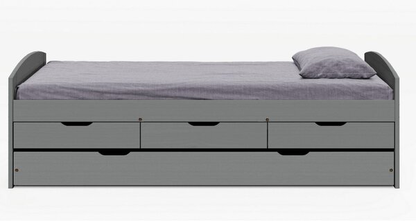 Pat extensibil MARINELLA NEW 90x200, gri, lemn/metal, cu somiera si se