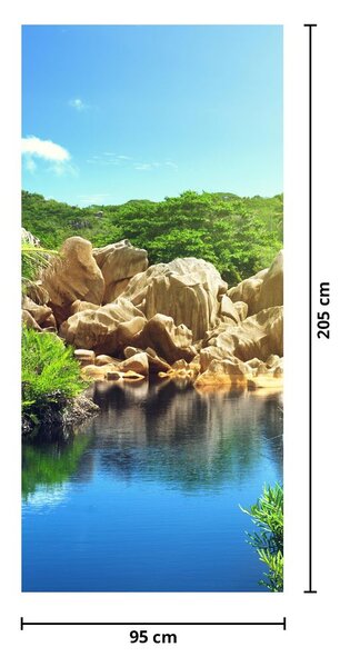 Fototapet pentru ușă - Lac din jungla Seychelles (95x205cm)