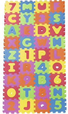 Covor puzzle litere și cifre, 36 piese, 16x16 cm