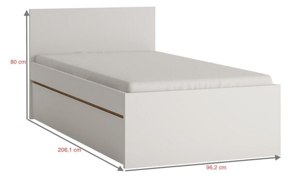 Pat GLOBO 90x200, alb, PAL laminat, cu spatiu pentru depozitare