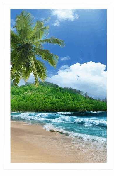 Poster plajă frumoasă pe insula Seychelles