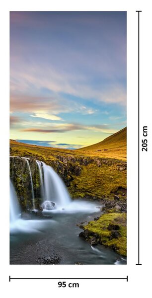 Fototapet pentru ușă - Muntii si cascadele din Islanda (95x205cm)