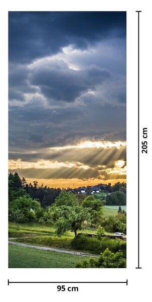 Fototapet pentru ușă - Peisaj cu razele solare (95x205cm)
