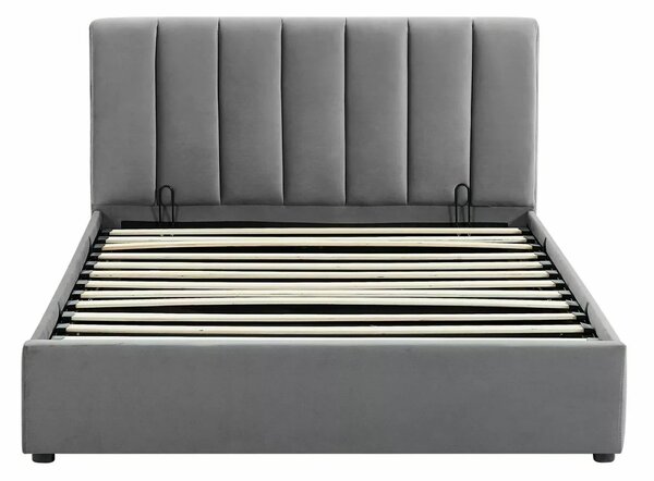 Pat 120x200 cu somiera MONTREAL, stofa catifelata gri - Tap.192, cu sp