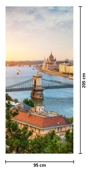 Fototapet pentru ușă - Budapesta cu râu (95x205cm)