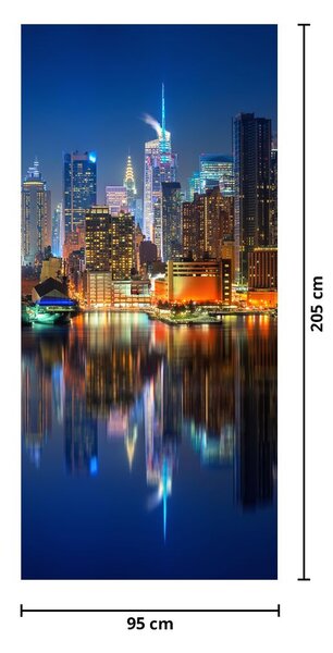 Fototapet pentru ușă - Manhattan noapea (95x205cm)
