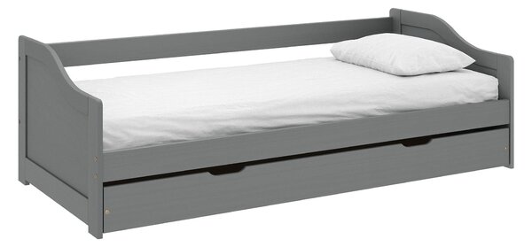 Pat extensibil LAURA NEW 90x200, gri, lemn/metal, cu somiera