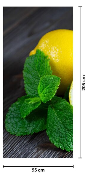 Fototapet pentru ușă - Lămâie și mentă pe masă (95x205cm)