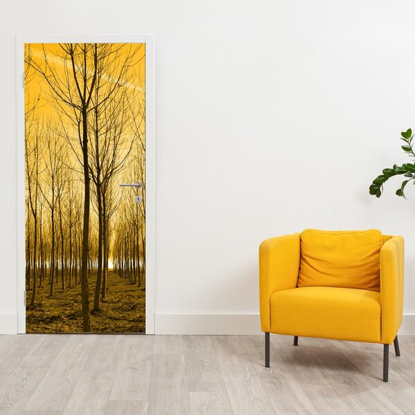 Fototapet pentru ușă - Pădurea la apus de soare (95x205cm)