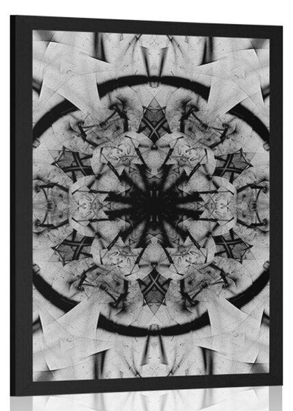 Poster abstracție Mandalei în design alb-negru