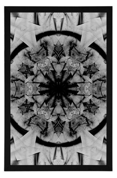 Poster abstracție Mandalei în design alb-negru