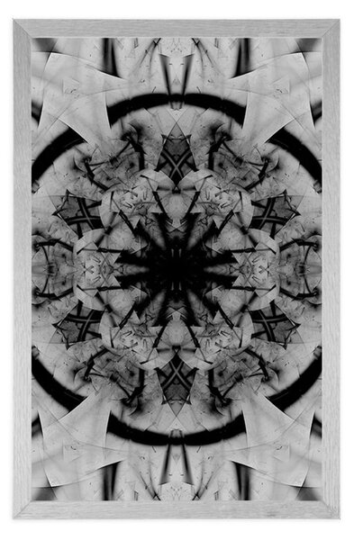 Poster abstracție Mandalei în design alb-negru
