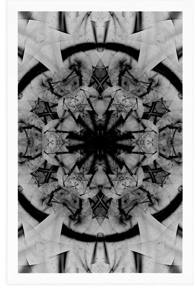Poster abstracție Mandalei în design alb-negru