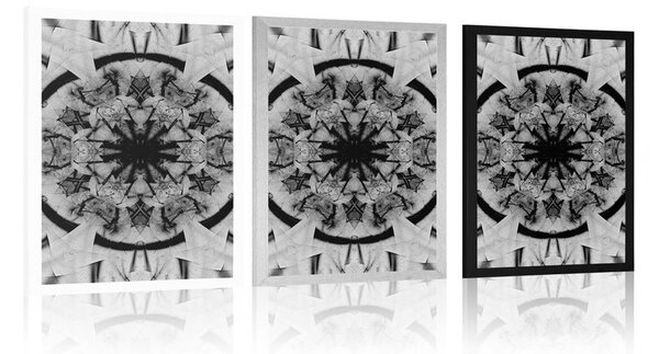 Poster abstracție Mandalei în design alb-negru