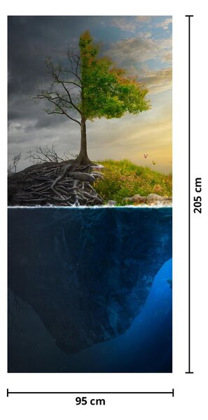 Fototapet pentru ușă - Ilustrație a două fețe (95x205cm)