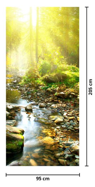 Fototapet pentru ușă - Râu în pădurea verde (95x205cm)