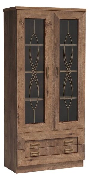 Vitrina TEDY Tip T8, stejar lefkas, PAL melaminat, 90x44x191 cm