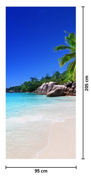 Fototapet pentru ușă - Plaja de pe insula Praslin (95x205cm)