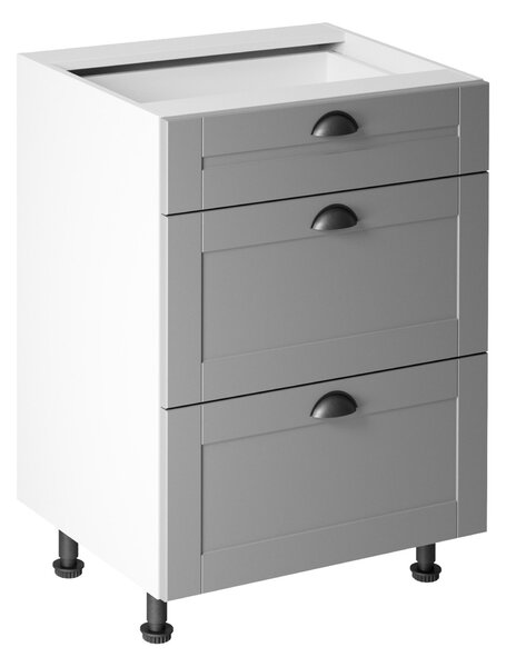 KONDELA Cabinet inferior cu sertare, gri mat/alb, LAYLA D60S3