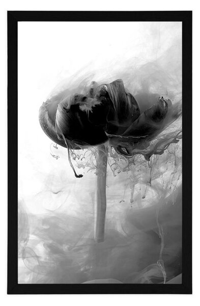 Poster flori roz în design interesant în design alb-negru