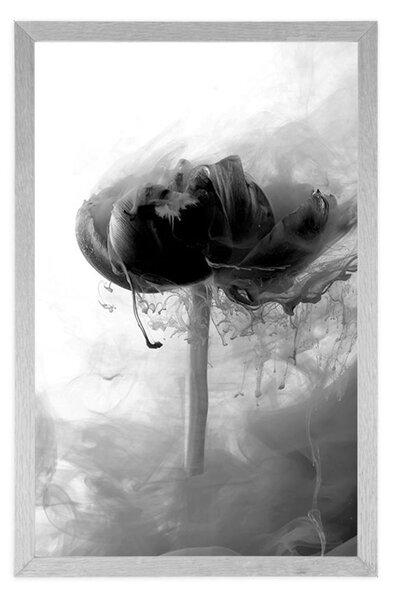 Poster flori roz în design interesant în design alb-negru