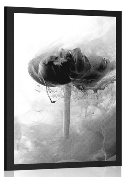 Poster flori roz în design interesant în design alb-negru