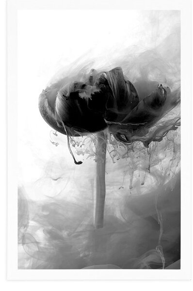 Poster flori roz în design interesant în design alb-negru