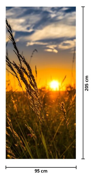 Fototapet pentru ușă - Câmp la apus de soare (95x205cm)