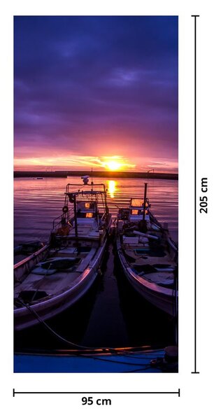 Fototapet pentru ușă - Bărci de pescuit în port (95x205cm)