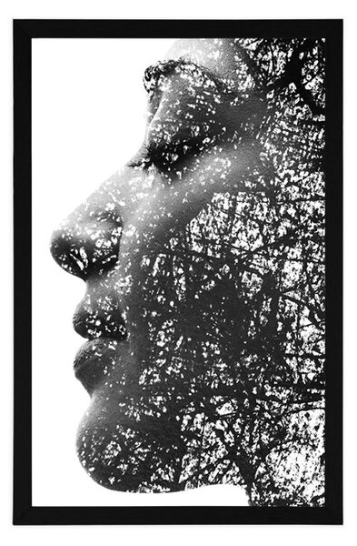 Poster femeie cu elementele abstracte