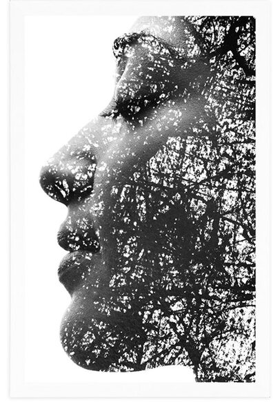 Poster femeie cu elementele abstracte