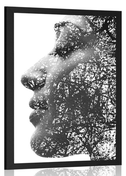 Poster femeie cu elementele abstracte