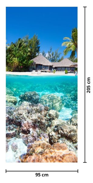 Fototapet pentru ușă - Plajă pe insulă tropicală (95x205cm)
