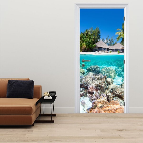 Fototapet pentru ușă - Plajă pe insulă tropicală (95x205cm)