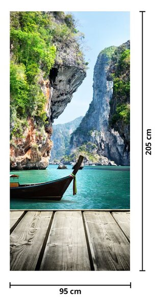 Fototapet pentru ușă - Barcă pe plajă (95x205cm)