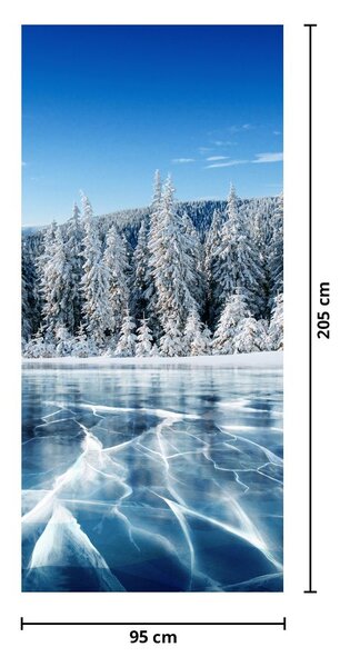 Fototapet pentru ușă - Lac înghețat și pomii înzăpeziți (95x205cm)