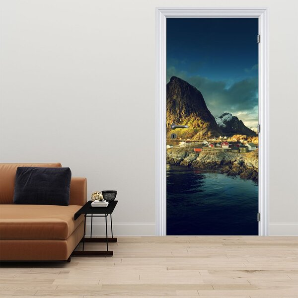Fototapet pentru ușă - Sat pescăresc în Norvegia (95x205cm)
