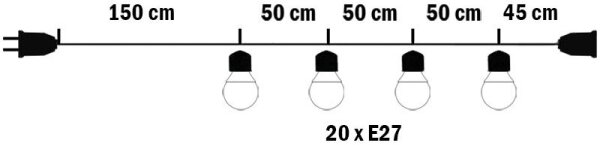 Lanț decorativ de exterior MIMOSA 20xE27/1,3W/230V IP44 10m