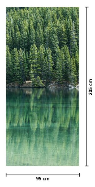 Fototapet pentru ușă - Conifere la malul lacului (95x205cm)