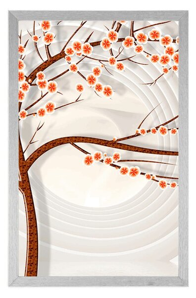 Poster copac modern pe fundal abstract