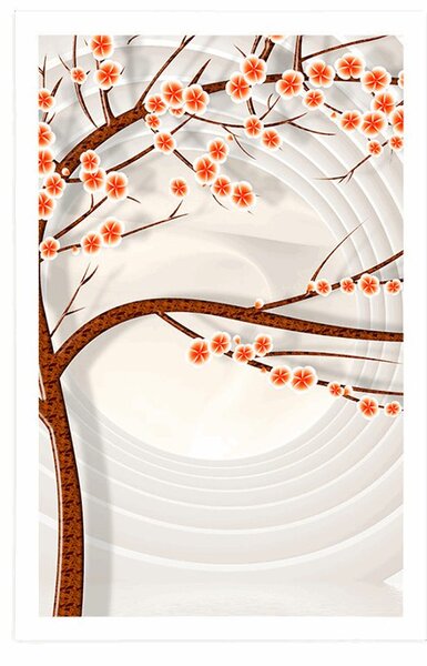 Poster copac modern pe fundal abstract