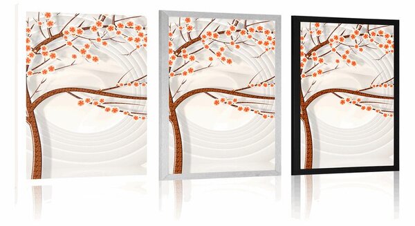 Poster copac modern pe fundal abstract